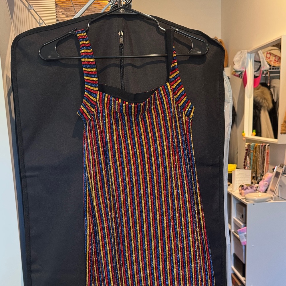 Vintage Multicolor Striped Women's Dress